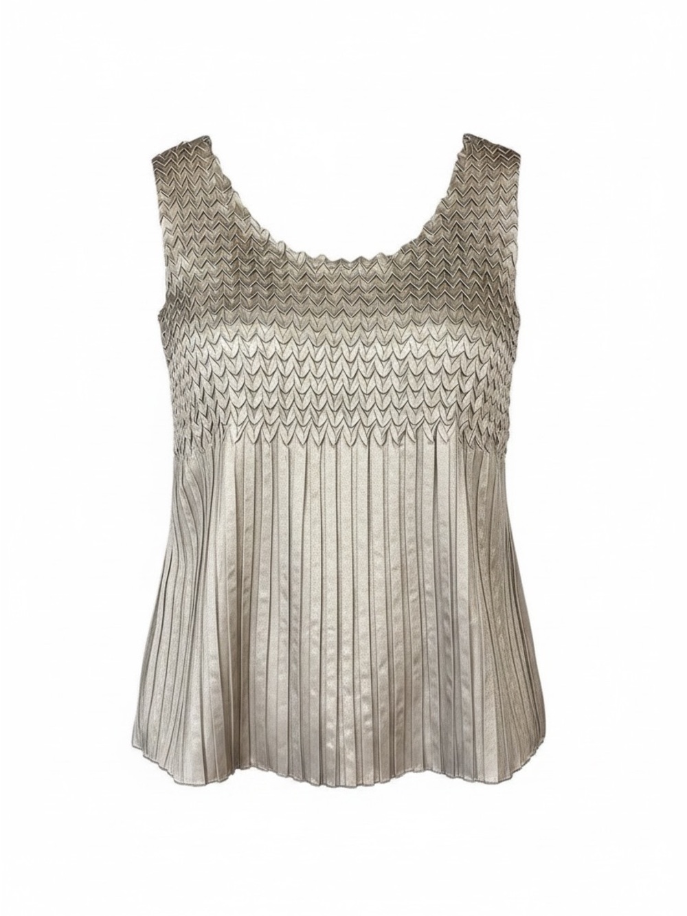 Caelian Shimmery Silver Pleated Muscle Tank